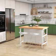 Load image into Gallery viewer, CasaVibe,, Kitchen Island – Rustic Wood‑Look HPL Top, Matte Black Metal Frame, Dual Storage Shelves, 49.6" Prep Station