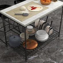 Load image into Gallery viewer, Artisan,, French‑Inspired Kitchen Island – Scratch‑Resistant HPL Top, Metal Frame, Storage Shelf, Built‑In Towel Racks