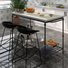 Load image into Gallery viewer, Artisan,, French‑Inspired Kitchen Island – Scratch‑Resistant HPL Top, Metal Frame, Storage Shelf, Built‑In Towel Racks