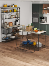 Load image into Gallery viewer, Artisan,, French‑Inspired Kitchen Island – Scratch‑Resistant HPL Top, Metal Frame, Storage Shelf, Built‑In Towel Racks