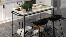Load image into Gallery viewer, Artisan,, French‑Inspired Kitchen Island – Scratch‑Resistant HPL Top, Metal Frame, Storage Shelf, Built‑In Towel Racks
