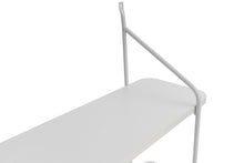 Load image into Gallery viewer, Modernatta Wall Wood Ladder Shelf – 2‑Tier, White Metal Frame, Wood‑Look Melamine Shelves
