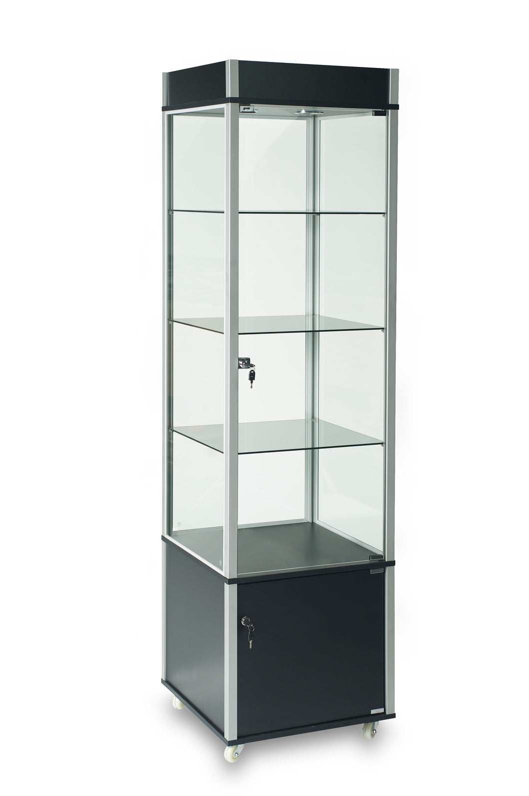 Vision,, Glass Tower with LED Lighting and Storage