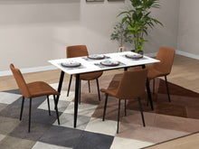 Load image into Gallery viewer, Nova,, Mid‑Century Modernist Dining Chairs (Set of 4) – Ergonomic Curved Back, Upholstered Seat, Metal Frame
