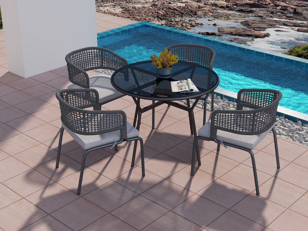 RopeVerse,, Outdoor Patio Dining Set (Include 4 Dining Chairs and 1 Dining Table)