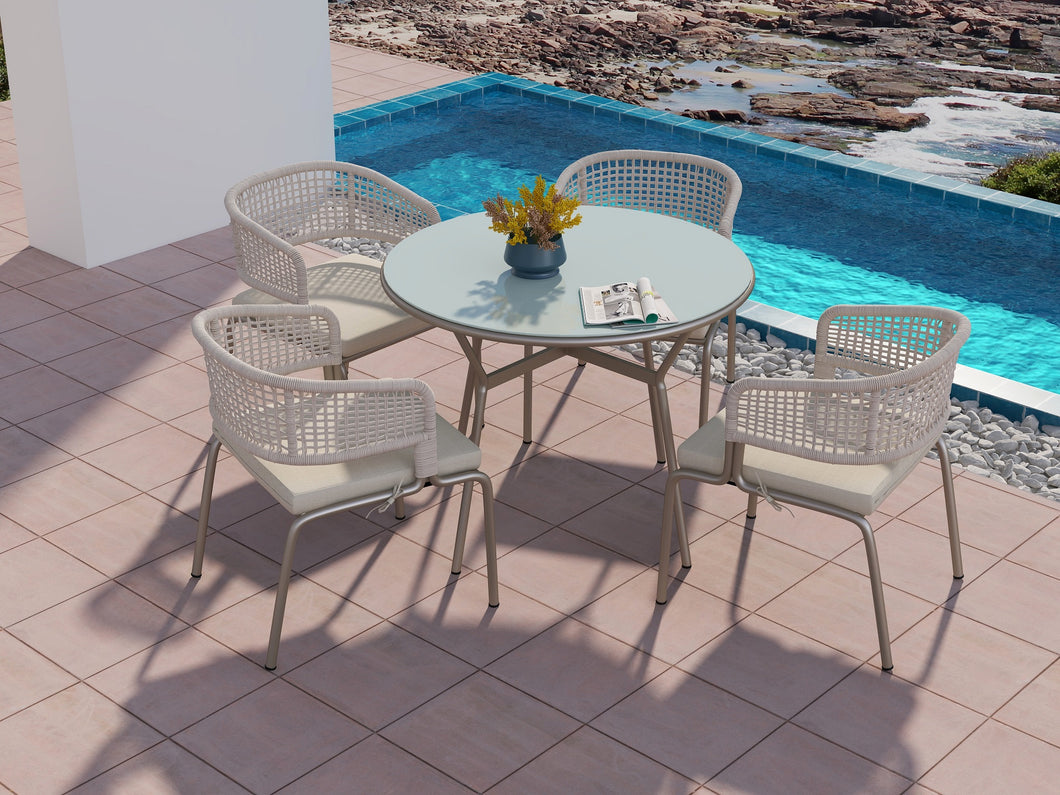 RopeVerse,, Outdoor Patio Dining Set (Include 4 Dining Chairs and 1 Dining Table)